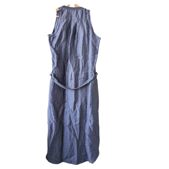 Reiss Hemp Linen Sleeveless Drop WaistShirt Midi Dress Navy  Size Small - Picture 12 of 13